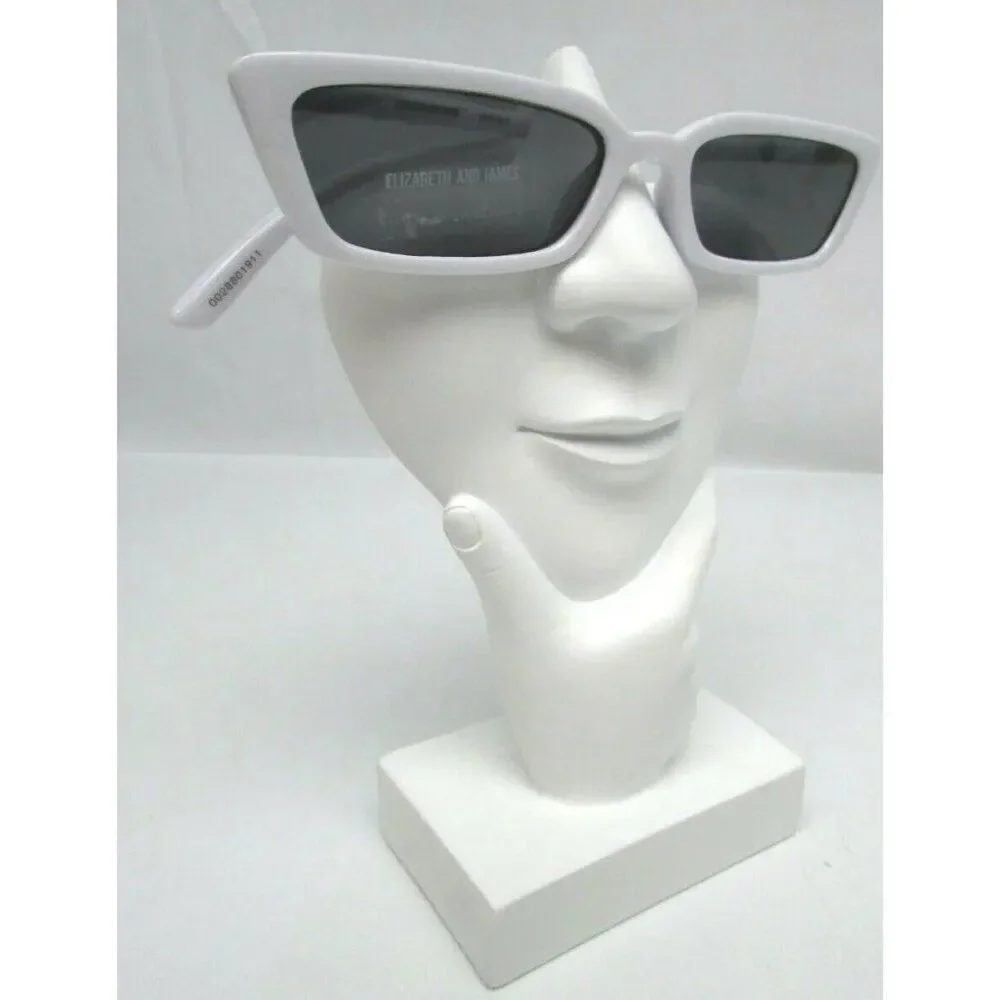 elizabeth and james white Small Rectangle frame black lens sunglasses wg01su03